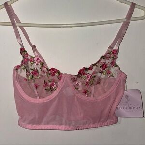 Pink Embroidered Lace Bra